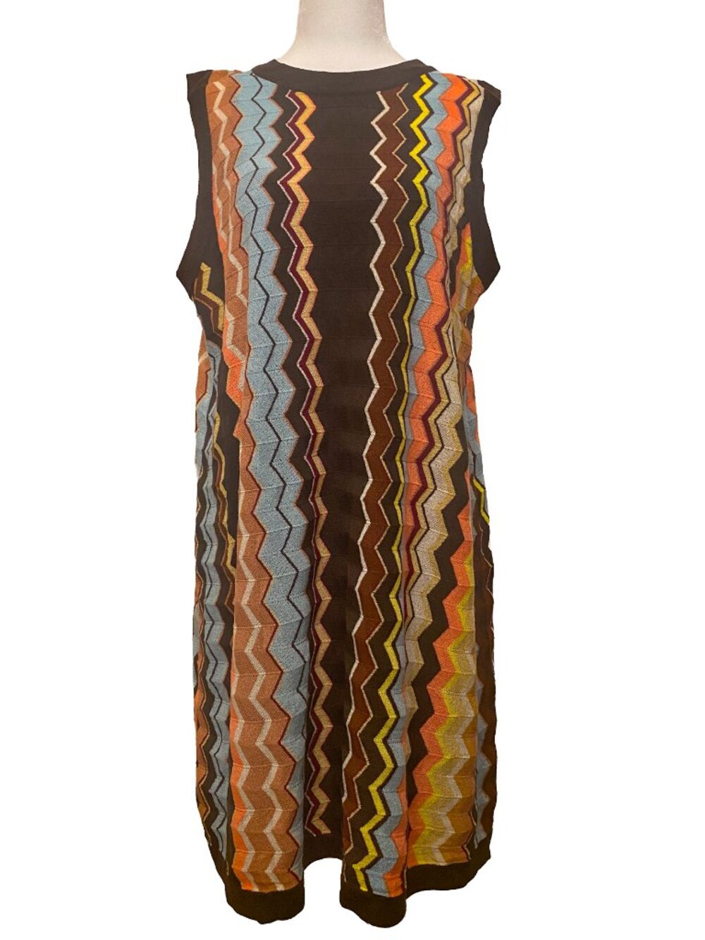 Missoni x Target Sleeveless Chevron Knit Midi Dress in Brown with Multicolor 1X - Picture 2 of 10